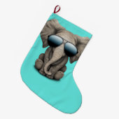 Kute Baby Elephant Wearing Sunbril Grote Kerstsok (Voorkant (Hangend))