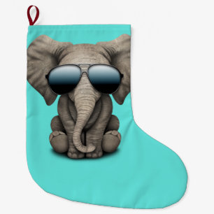 Kute Baby Elephant Wearing Sunbril Grote Kerstsok