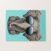 Kute Baby Elephant Wearing Sunbril Legpuzzel (Horizontaal)
