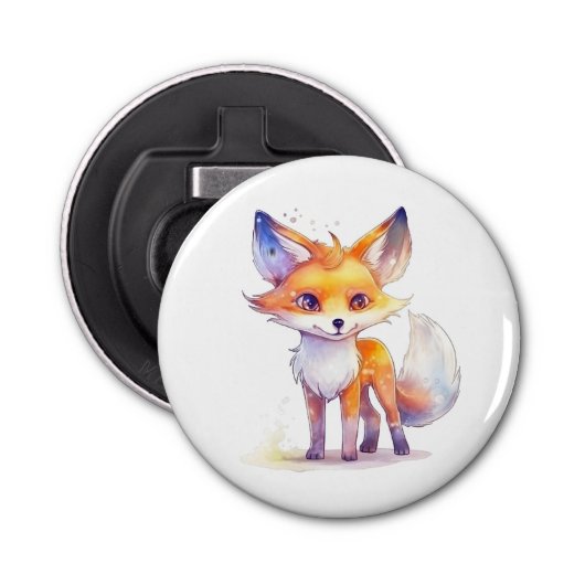 Kute Baby Fox Button Bottle Opener (Voorkant)