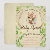 Kute Baby Giraffe, bladeren Kaart (Voorkant / Achterkant)