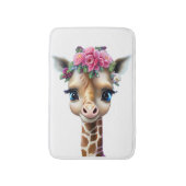 Kute Baby Giraffe met bloemen en Holly Badmat (Voorkant Verticaal)
