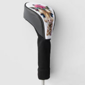 Kute Baby Giraffe met bloemen en Holly Golfheadcover (Schuin)