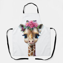 Kute Baby Giraffe met bloemen en Holly
