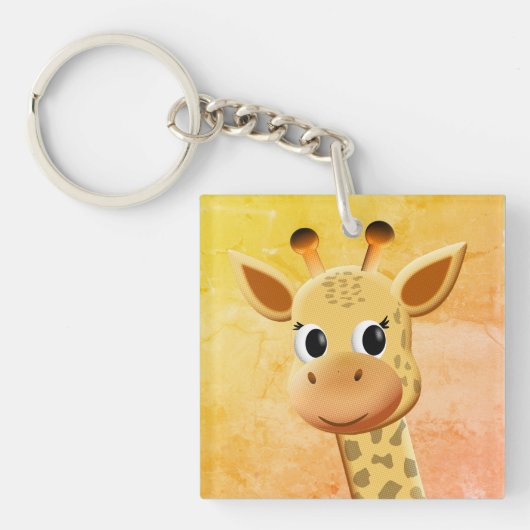 Kute Baby Giraffe tekening Sleutelhanger (voorkant)