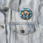 Kute Baby Giraffe Trio, voeg de Naam van het Kind  Ronde Button 5,7 Cm (In situ)