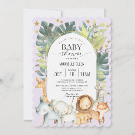 Kute baby girl douche met Safari-thema paars Kaart