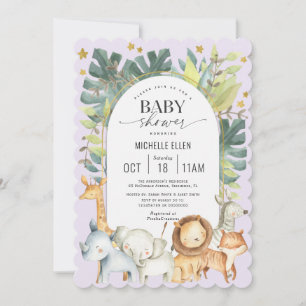 Kute baby girl douche met Safari-thema paars Kaart