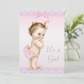 Kute  Baby Girl Shower Faux Lace, Bows Kaart (Staand voorkant)