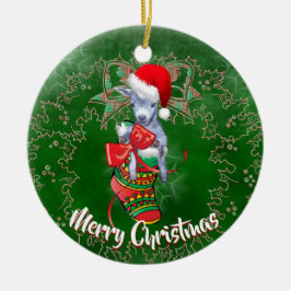 Kute Baby Goat in Stocking kerstversiering Keramisch Ornament