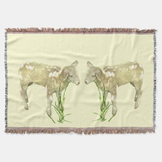 Kute Baby lammeren op gele schroefband Deken (Voorkant)