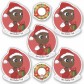 Kute baby met cadeau kerstcartoon sticker (Voorkant)