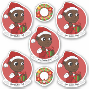 Kute baby met cadeau kerstcartoon sticker