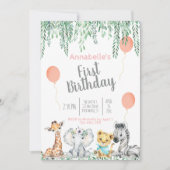 Kute Baby Oerwouden Greenery First Birthday Kaart (Voorkant)