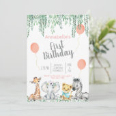 Kute Baby Oerwouden Greenery First Birthday Kaart (Staand voorkant)