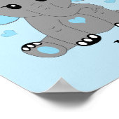 Kute baby-olifant blauw voor jongens poster (Hoek)