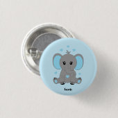 Kute baby-olifant blauw voor jongens ronde button 3,2 cm (Voorkant /achterkant)