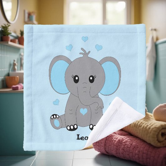 Kute baby-olifant blauw voor jongens washandje