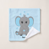 Kute baby-olifant blauw voor jongens washandje (Wasdoekje)
