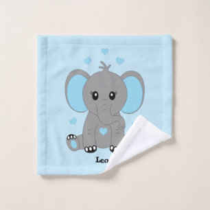 Kute baby-olifant blauw voor jongens washandje