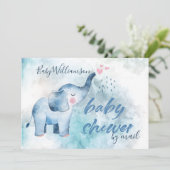 Kute Baby olifant Blue Waterverf Shower by Mail Kaart (Staand voorkant)