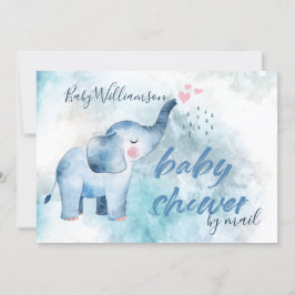 Kute Baby olifant Blue Waterverf Shower by Mail Kaart