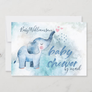 Kute Baby olifant Blue Waterverf Shower by Mail Kaart