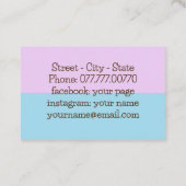 Kute baby-olifant in roze en blauw - babysitter visitekaartje (Achterkant)