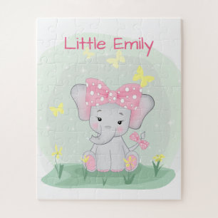 Kute baby olifant met een roze boog in een open ru legpuzzel