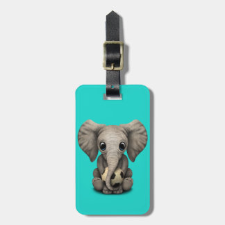Kute Baby-olifant met Football-Voetbal Bagagelabel