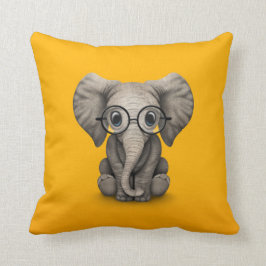 Kute Baby olifant met leesbril Geel Kussen
