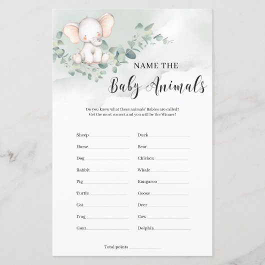 Kute baby-olifant noemt het wild van de babydieren (Voorkant)