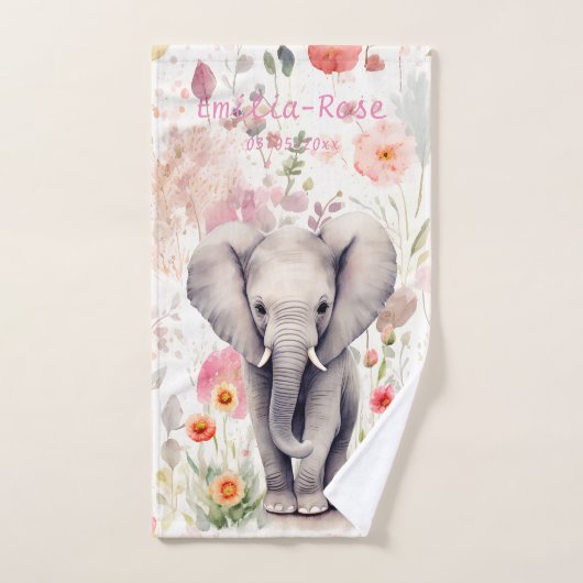 Kute Baby olifant Waterverf Veerventiel Bad Handdoek (Handdoek)