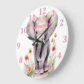 Kute Baby olifant Waterverf Veerventiel Grote Klok (Hoek)