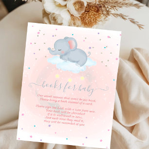 Kute baby olifant, Wolk, Sterren Baby shower Informatiekaartje