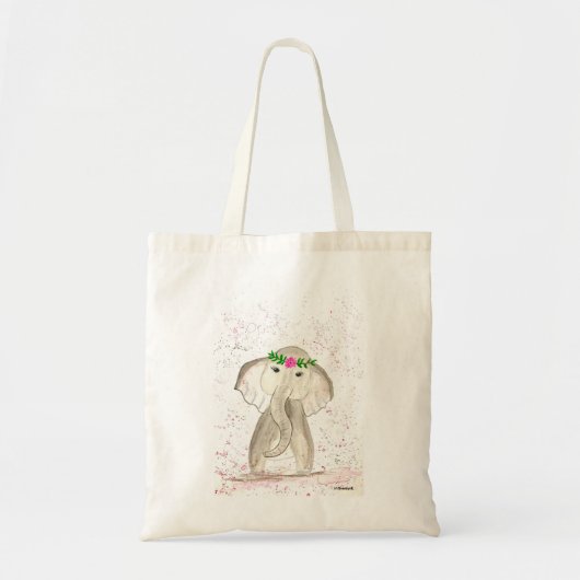 Kute baby-olifantenwaterverf tote bag (Voorkant)