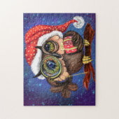 Kute Baby owl in het Pet met Kerstmis en cadeau -  Legpuzzel (Verticaal)