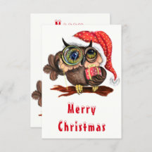 Kute Baby owl in kerstPet en cadeau - Cartoon