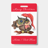 Kute Baby owl in kerstPet en cadeau - Cartoon Badge (Back)