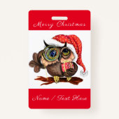 Kute Baby owl in kerstPet en cadeau - Cartoon Badge (Achterkant)