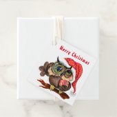 Kute Baby owl in kerstPet en cadeau - Cartoon Bedankjes Labels (In situ)
