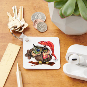 Kute Baby owl in kerstPet en cadeau - Cartoon Sleutelhanger