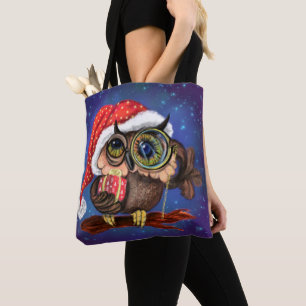Kute Baby owl in kerstPet en cadeau - Cartoon Tote Bag