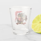 Kute Baby owl in kerstPet en cadeau - schilderen Shot Glas (Achterkant)