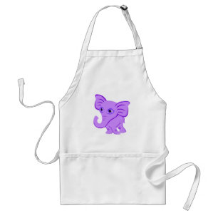Kute Baby Paarse olifant met krommende trunk Standaard Schort