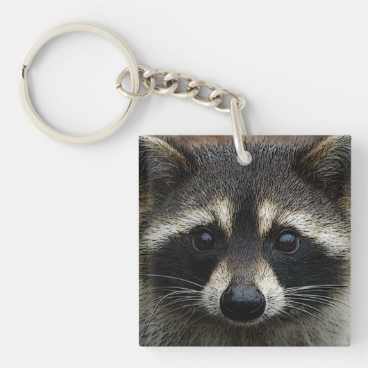 Kute Baby Raccoon Face sluit dicht bij  ogen Sleutelhanger (voorkant)