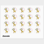 Kute Baby rendieres met kerstlampjes Ronde Sticker (Vel)