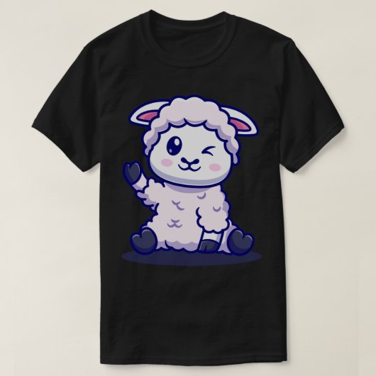Kute Baby Sheep Waving Hand Cartoon T-shirt (Design voorkant)