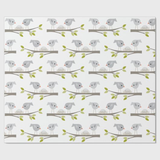 Kute Baby shower Bird Nest Wrapping Paper Cadeaupapier (Vlak)