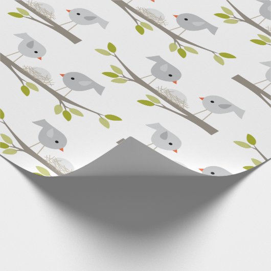 Kute Baby shower Bird Nest Wrapping Paper Cadeaupapier (Hoek)